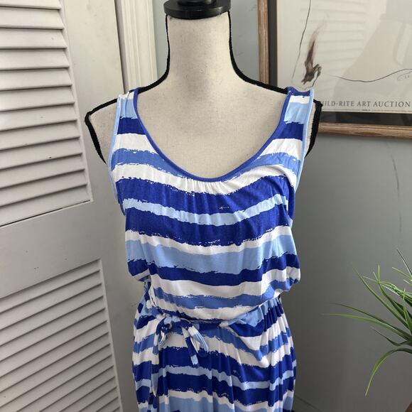 VINEYARD VINES Womens Dress Small Blue Striped Maxi Beach Cover Up Summer Preppy - Picture 2 of 11